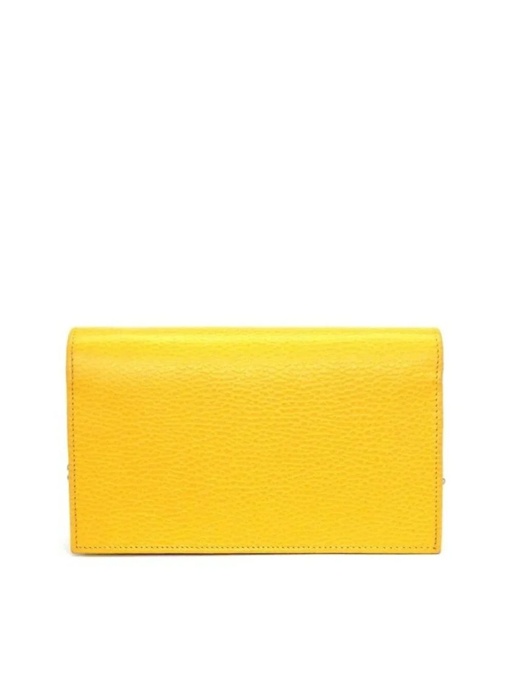 Gucci Shoulder Bag Clutch Interlocking G Chain Wallet Yellow Leather Gold